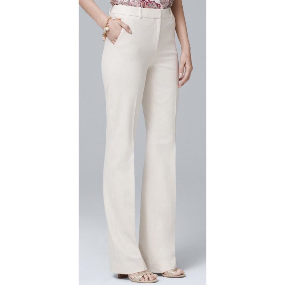 WHBM Cream Stretch Bootcut Trousers Size 4R